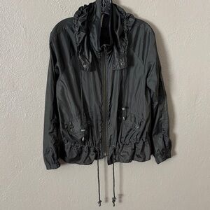 Free People Green Nylon Ripstop Parachute Zip Up Lightweight Jacket Medium